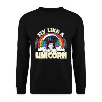 Paragliding Girl Fly like a Unicorn Paraglider - Unisex Sweatshirt - black - Front - Alina (178cm) & Michal (187cm)