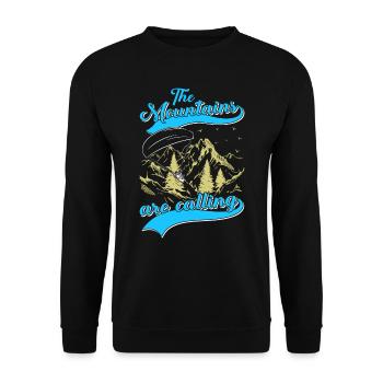 Mountaineering The Mountains are Calling - Unisex Sweatshirt - black - Front - Alina (178cm) & Michal (187cm)