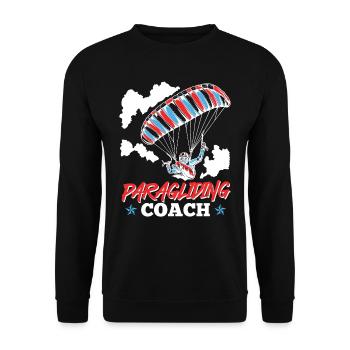 Paragliding Coach Gleitschirmflieger Shirt - Unisex Pullover - Schwarz - Vorne - Alina (178cm) & Michal (187cm)