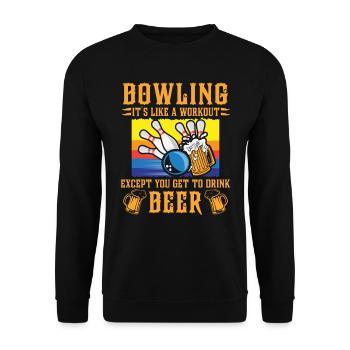 Bowling It ́s like Workout Bierfan Bowlingspieler - Unisex Sweatshirt - black - Front - Alina (178cm) & Michal (187cm)