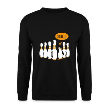 Bowlingbahn Pinguin Shit ...! Lustiges Shirt - Unisex Pullover - Schwarz - Vorne - Alina (178cm) & Michal (187cm)