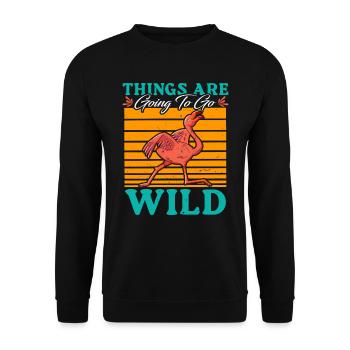 Flamingo Party Things are going to be Wild - Unisex Pullover - Schwarz - Vorne - Alina (178cm) & Michal (187cm)