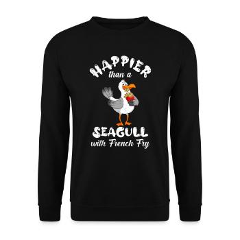 Happier than a seagull with fries Seagulls - Unisex Sweatshirt - black - Front - Alina (178cm) & Michal (187cm)