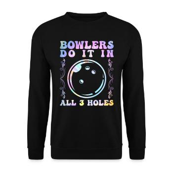 Les boulistes le font dans les 3 trous Drôles d’hommes de quilles - Sweat-shirt Unisexe - noir - Devant - Alina (178cm) & Michal (187cm)