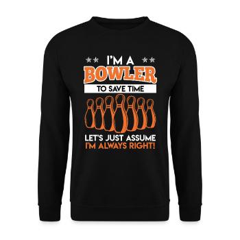 Bowling drôle Je suis Bowler Bowling - Sweat-shirt Unisexe - noir - Devant - Alina (178cm) & Michal (187cm)