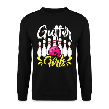 Bowling Damen Gutter Girls Shirt Bowler - Unisex Sweatshirt - black - Front - Alina (178cm) & Michal (187cm)