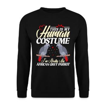 Grey Parrot This is my Human Costume Parrot - Unisex Sweatshirt - black - Front - Alina (178cm) & Michal (187cm)