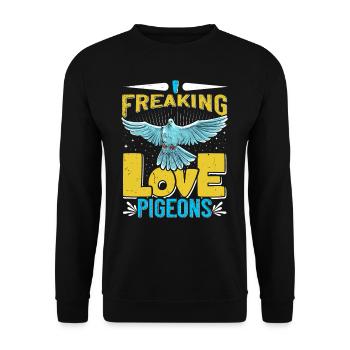 LOVE Tauben I Freaking Love Pigeons Tauben Shirt - Sweat-shirt Unisexe - noir - Devant - Alina (178cm) & Michal (187cm)