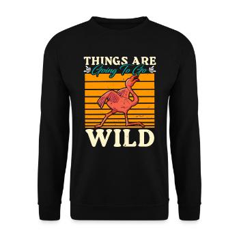 Flamingo Party Things are going to be Wild - Unisex Sweatshirt - black - Front - Alina (178cm) & Michal (187cm)