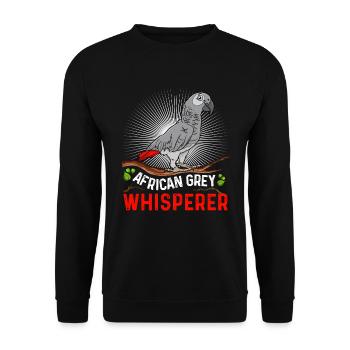 African Grey Whisperer Grey Parrot Whisperer - Unisex Sweatshirt - black - Front - Alina (178cm) & Michal (187cm)