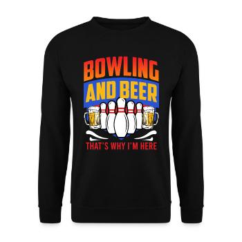 Bowling und Bier Darum bin ich hier Bowler - Unisex Pullover - Schwarz - Vorne - Alina (178cm) & Michal (187cm)