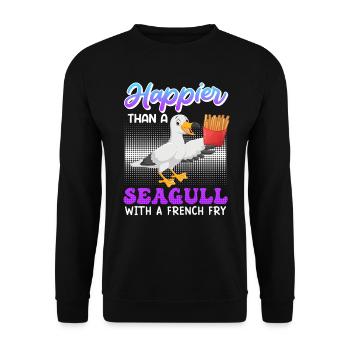 Happier than a Seagull with a French Fry Seagulls - Unisex Sweatshirt - black - Front - Alina (178cm) & Michal (187cm)