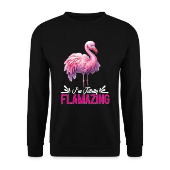 Flamingo Women I ́m totally Flamazing Flamingos - Unisex Sweatshirt - black - Front - Alina (178cm) & Michal (187cm)