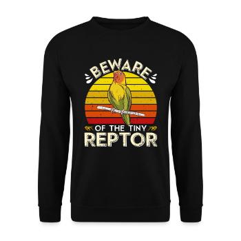 Liebesvogel Beware of the Tiny Reptor Lovebirds - Unisex Sweatshirt - black - Front - Alina (178cm) & Michal (187cm)