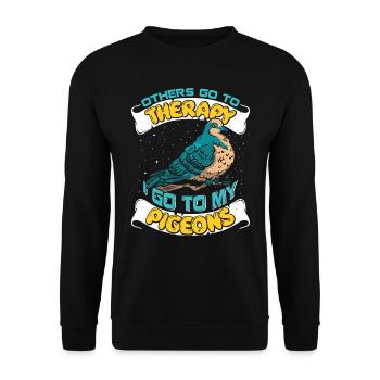 Pigeon Keeper Others Go to Therapy I Go to Pigeons - Unisex Sweatshirt - black - Front - Alina (178cm) & Michal (187cm)