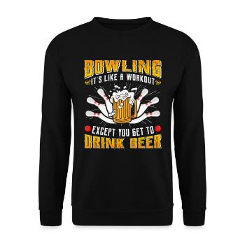 Bowling is like a Workout Biertrinker Bowler - Unisex Sweatshirt - black - Front - Alina (178cm) & Michal (187cm)
