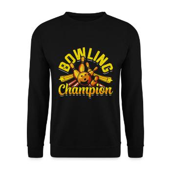 Bowling Champion Bowlingbahn Bowlen Shirt - Unisex Pullover - Schwarz - Vorne - Alina (178cm) & Michal (187cm)