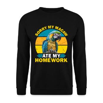 Aras Sorry my Macaw ate my Homework Parrot Holder - Unisex Sweatshirt - black - Front - Alina (178cm) & Michal (187cm)