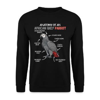 Anatomie d’un perroquet gris africain amoureux des oiseaux - Sweat-shirt Unisexe - noir - Devant - Alina (178cm) & Michal (187cm)