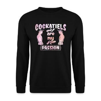 Les perruches sont ma passion Cockatiels - Sweat-shirt Unisexe - noir - Devant - Alina (178cm) & Michal (187cm)