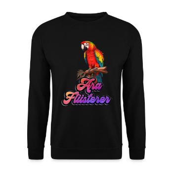 Ara Flüsterer Macaw Whisperer Papageien Fan - Unisex Pullover - Schwarz - Vorne - Alina (178cm) & Michal (187cm)