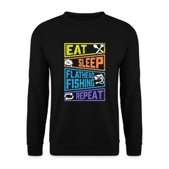 Food Sleep Flathead Fishing Repeat Fishing - Unisex Sweatshirt - black - Front - Alina (178cm) & Michal (187cm)