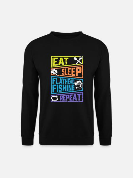 Essen Schlafen Flathead Fishing Wiederholen Angeln - Unisex Pullover - Schwarz