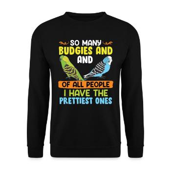 Perruche Tant de perruches Avoir le plus beau - Sweat-shirt Unisexe - noir - Devant - Alina (178cm) & Michal (187cm)