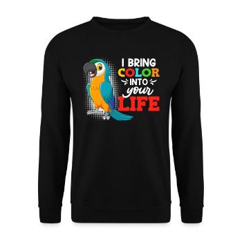 Aras I bring Color into your Life Macaw Parrot - Unisex Sweatshirt - black - Front - Alina (178cm) & Michal (187cm)