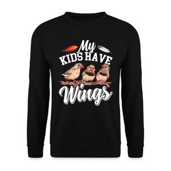 Zebra Finch My Kids have Wings Finch Bird - Unisex Sweatshirt - black - Front - Alina (178cm) & Michal (187cm)