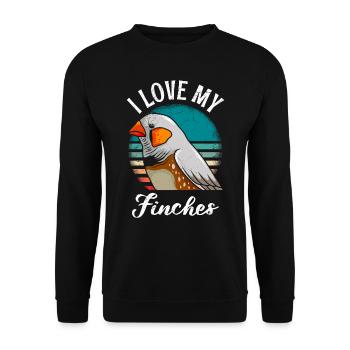 J’aime mes pinsons, les amoureux des oiseaux, la propriété d’oiseaux - Sweat-shirt Unisexe - noir - Devant - Alina (178cm) & Michal (187cm)