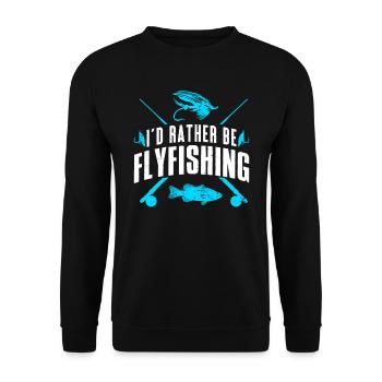 Fliegenfischer I´d rather be Flyfishing Fischjagd - Unisex Pullover - Schwarz - Vorne - Alina (178cm) & Michal (187cm)