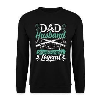 Papa Mari Légende de la chasse sous-marine Pères Maris - Sweat-shirt Unisexe - noir - Devant - Alina (178cm) & Michal (187cm)