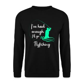 Mir reicht´s Ich geh Fliegenfischen Fischjagd - Unisex Pullover - Schwarz - Vorne - Alina (178cm) & Michal (187cm)