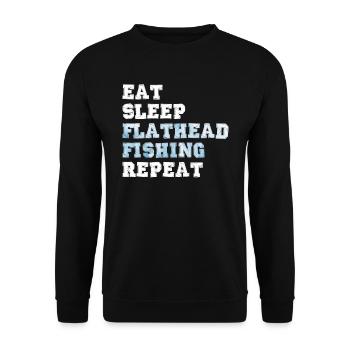 Waller Angler Eat Sleep Flathead Fishing Repeat - Unisex Sweatshirt - black - Front - Alina (178cm) & Michal (187cm)