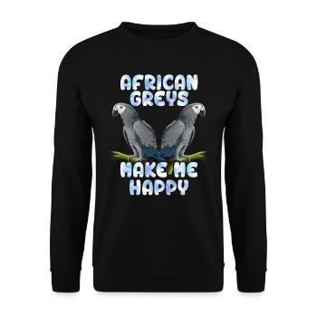 Les gris africains font de moi un fan heureux de perroquets - Sweat-shirt Unisexe - noir - Devant - Alina (178cm) & Michal (187cm)