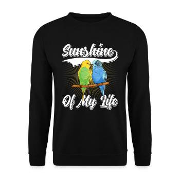 Le soleil de ma vie Les amoureux des oiseaux perruches - Sweat-shirt Unisexe - noir - Devant - Alina (178cm) & Michal (187cm)