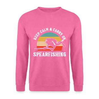 Keep calm and Carry on Spearfishing Fischjagd - Unisex Pullover - Pink - Vorne