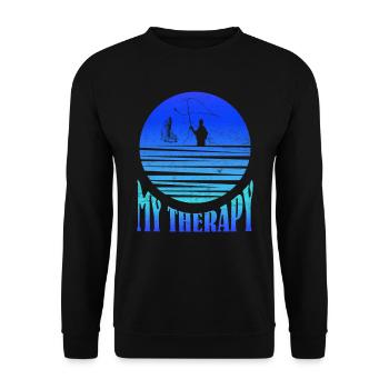 Fliegenfischen My Therapy Fischjagd Angler - Unisex Pullover - Schwarz - Vorne - Alina (178cm) & Michal (187cm)