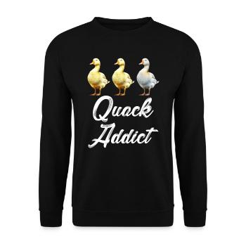 Entenhalter Quack Süchtig Entchen Entenzucht - Unisex Pullover - Schwarz - Vorne - Alina (178cm) & Michal (187cm)