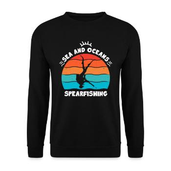 Speefischen Sea and Oceans Spearfishing Dive - Unisex Pullover - Schwarz - Vorne - Alina (178cm) & Michal (187cm)