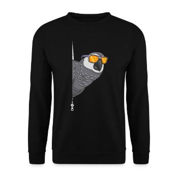 Perroquet gris frais avec lunettes de soleil Gris africain - Sweat-shirt Unisexe - noir - Devant - Alina (178cm) & Michal (187cm)