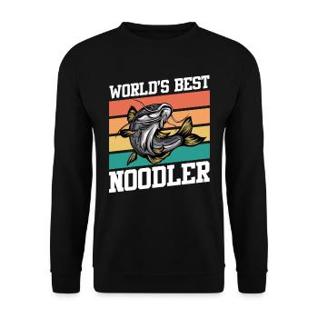 Weltbester Noodler Waller Angeln Wels Angler - Unisex Pullover - Schwarz - Vorne - Alina (178cm) & Michal (187cm)