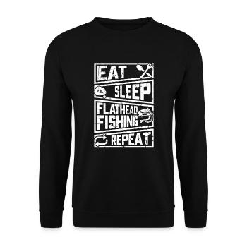 Food Sleep Flathead Fishing Repeat Fishing - Unisex Sweatshirt - black - Front - Alina (178cm) & Michal (187cm)