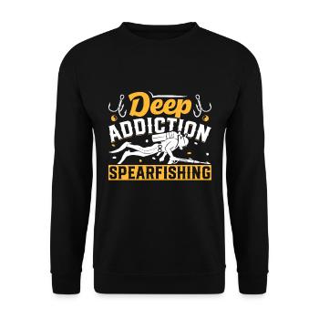 Speargun Fishing Deep Addiction Spearfishing - Unisex Sweatshirt - black - Front - Alina (178cm) & Michal (187cm)
