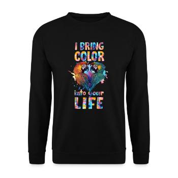 Macaw Parrot I bring Color into your Life Parrots - Unisex Sweatshirt - black - Front - Alina (178cm) & Michal (187cm)