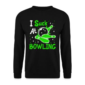 Chemise Bowling Lustig I Suck at Bowling Bowlen - Sweat-shirt Unisexe - noir - Devant - Alina (178cm) & Michal (187cm)