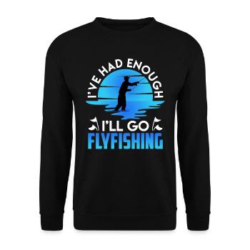 Mir reichts ich geh Fliegenfischen Fischjagd - Unisex Pullover - Schwarz - Vorne - Alina (178cm) & Michal (187cm)