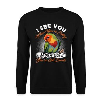 Liebesvogel I can See when you´re Eating Lovebirds - Unisex Pullover - Schwarz - Vorne - Alina (178cm) & Michal (187cm)