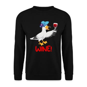 Mouettes Chemise Amateur de vin Mouette d’Allemagne du Nord - Sweat-shirt Unisexe - noir - Devant - Alina (178cm) & Michal (187cm)